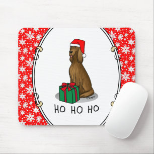 Christmas Santa Hat Irish Setter Dog (red 1) Cute Mouse Pad