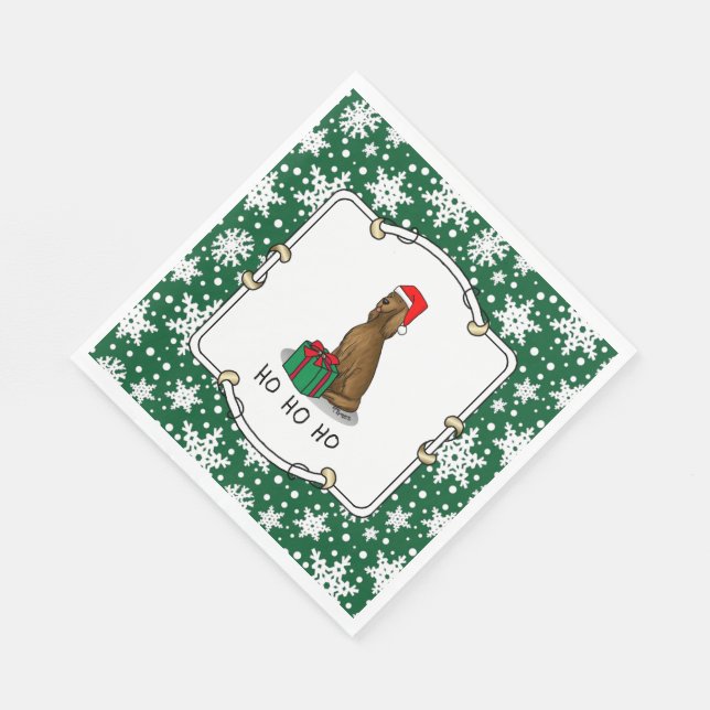 Christmas Santa Hat Irish Setter Dog (red 1) Cute Napkins (Corner)