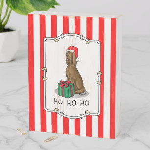 Christmas Santa Hat Irish Setter Dog (red 1) Cute Wooden Box Sign