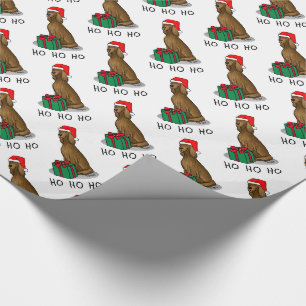 Christmas Santa Hat Irish Setter Dog (red 1) Cute Wrapping Paper