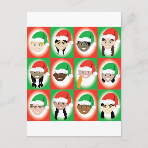 Christmas Santa Hat Kids Holiday Postcard