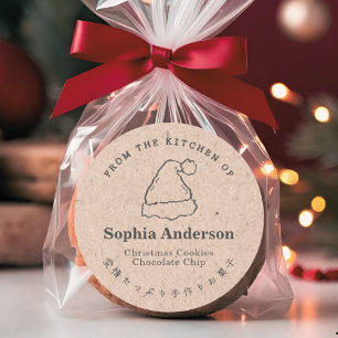 Christmas Santa Hat Kraft Paper Rustic Bakery Classic Round Sticker
