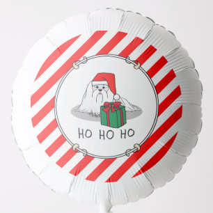 Christmas Santa Hat Maltese Dog Cute Funny Balloon