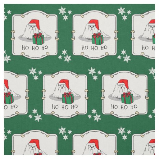 Christmas Santa Hat Maltese Dog Cute Funny Fabric