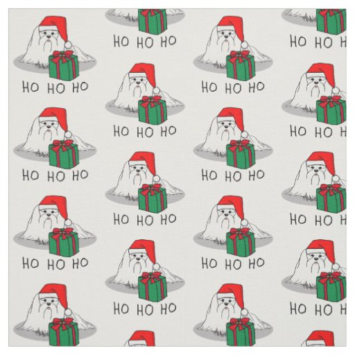 Christmas Santa Hat Maltese Dog Cute Funny Fabric