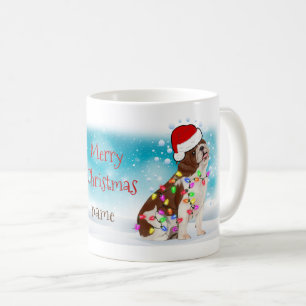 Christmas Santa Hat Merry Christmas Bulldog Lover Coffee Mug