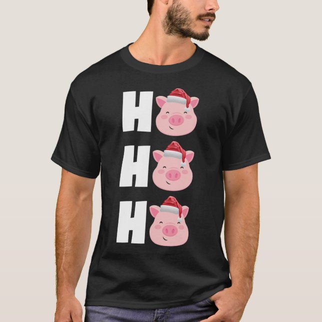 Christmas Santa Hat Pajama Top Funny Cute Gift Pig (Front)