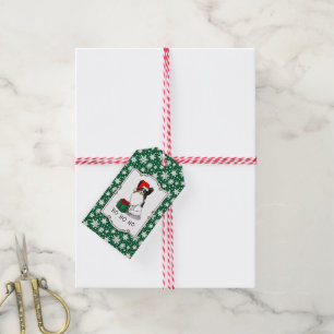 Christmas Santa Hat Papillon (tri-color) Dog Cute Gift Tags