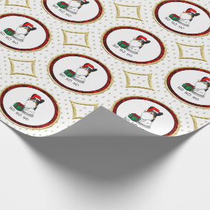 Christmas Santa Hat Papillon (tri-color) Dog Cute Wrapping Paper