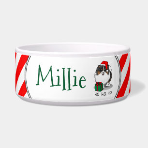 Christmas Santa Hat Pomeranian (tri-color) Cute Bowl