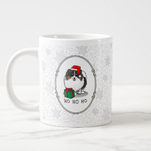 Christmas Santa Hat Pomeranian (tri-color) Cute Giant Coffee Mug