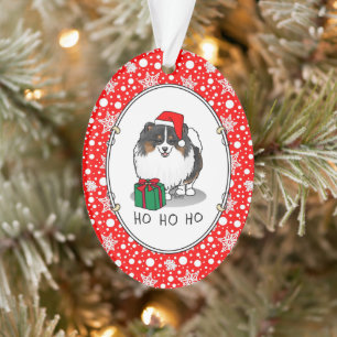 Christmas Santa Hat Pomeranian (tri-color) Cute Ornament