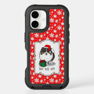 Christmas Santa Hat Pomeranian (tri-color) Cute iPhone 16 Case