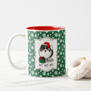 Christmas Santa Hat Pomeranian (tri-color) Cute Two-Tone Coffee Mug