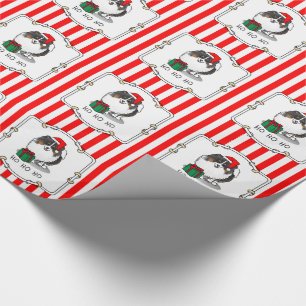 Christmas Santa Hat Pomeranian (tri-color) Cute Wrapping Paper