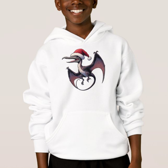 Christmas Santa hat pterodactyl  Hoodie (Front)