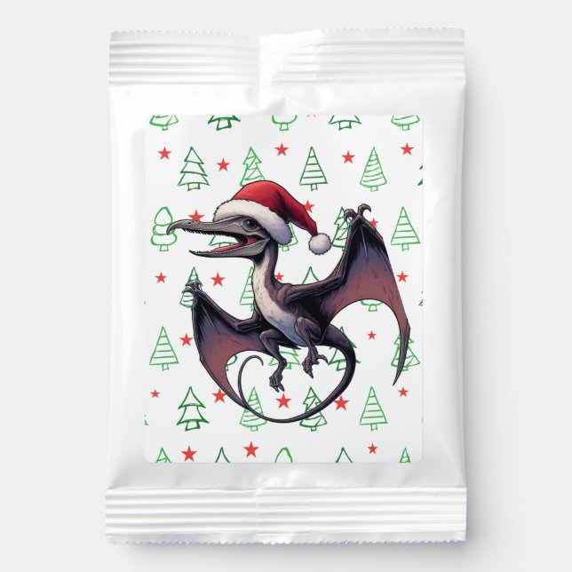 Christmas Santa hat pterodactyl  Hot Chocolate Drink Mix (Front)