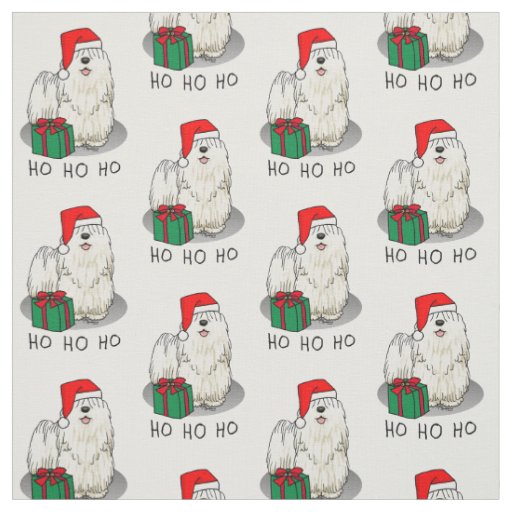 Christmas Santa Hat Puli Dog (white) Cute Funny Fabric