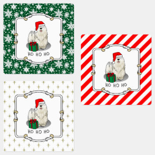 Christmas Santa Hat Puli Dog (white) Cute Funny Labels