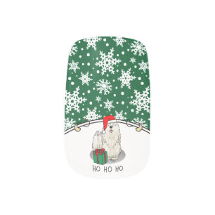 Christmas Santa Hat Puli Dog (white) Cute Funny Minx Nail Art