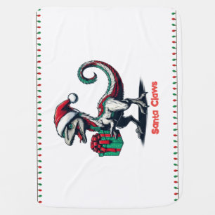 Christmas Santa hat raptor Baby Blanket