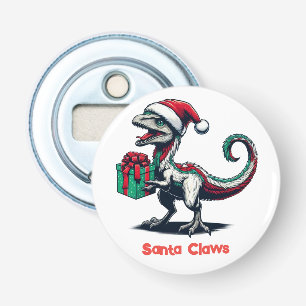 Christmas Santa hat raptor  Bottle Opener