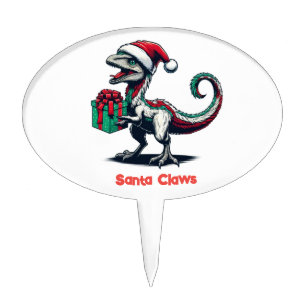 Christmas Santa hat raptor Cake Topper