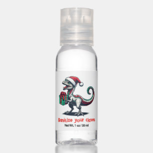 Christmas Santa hat raptor Hand Sanitizer