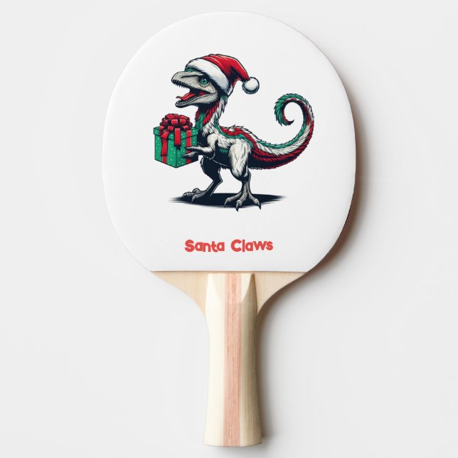 Christmas Santa hat raptor  Ping Pong Paddle (Front)