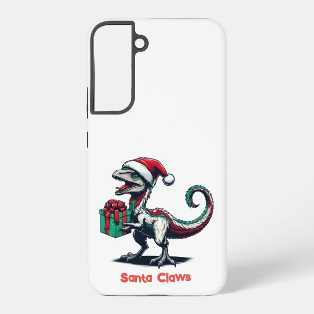 Christmas Santa hat raptor  Samsung Galaxy Case (Back)