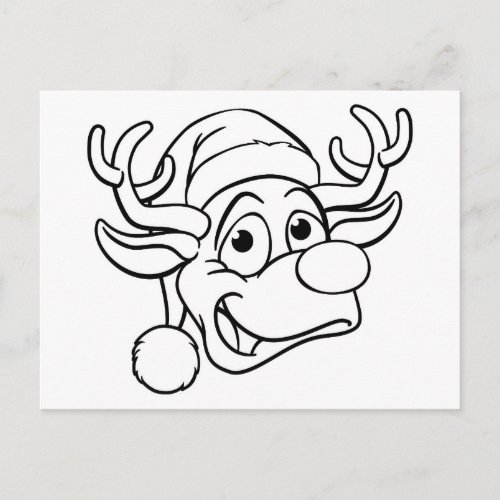 Christmas Santa Hat Reindeer Holiday Postcard