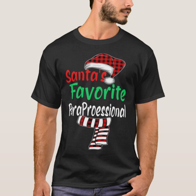 Christmas Santa Hat Santa's Favorite Paraprofessio T-Shirt (Front)