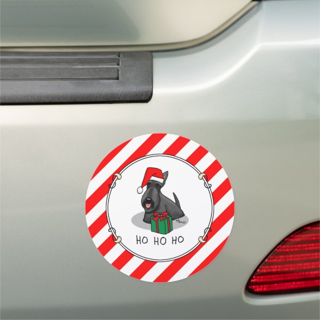 Christmas Santa Hat Scottish Terrier (black) Cute Car Magnet (In Situ)