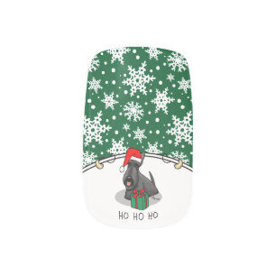 Christmas Santa Hat Scottish Terrier (black) Cute Minx Nail Art