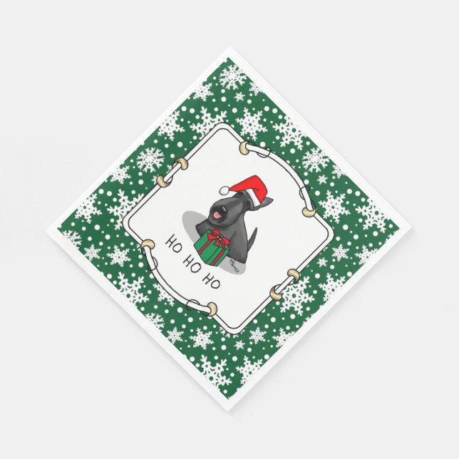Christmas Santa Hat Scottish Terrier (black) Cute Napkins (Corner)