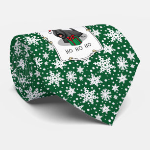 Christmas Santa Hat Scottish Terrier (black) Cute Neck Tie