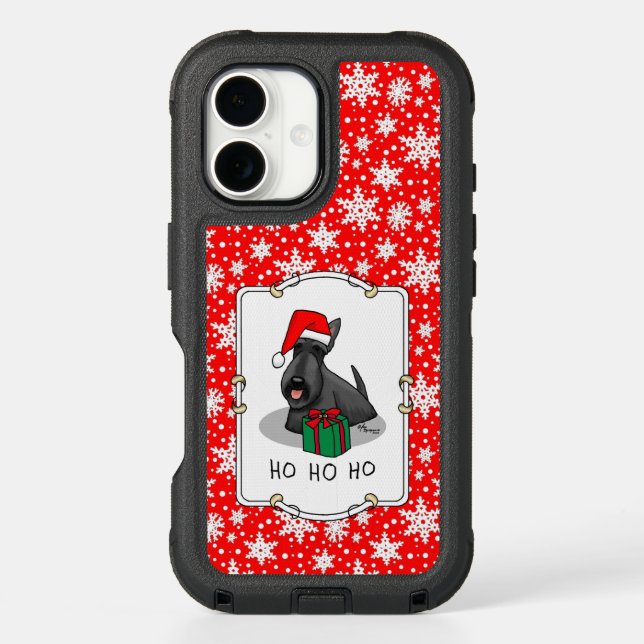 Christmas Santa Hat Scottish Terrier (black) Cute Otterbox iPhone Case (Back)