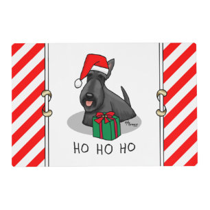 Christmas Santa Hat Scottish Terrier (black) Cute Placemat