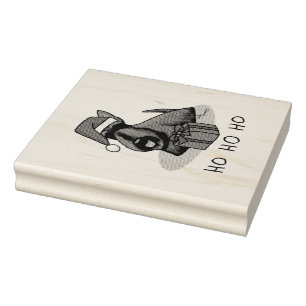 Christmas Santa Hat Scottish Terrier (black) Cute Rubber Stamp