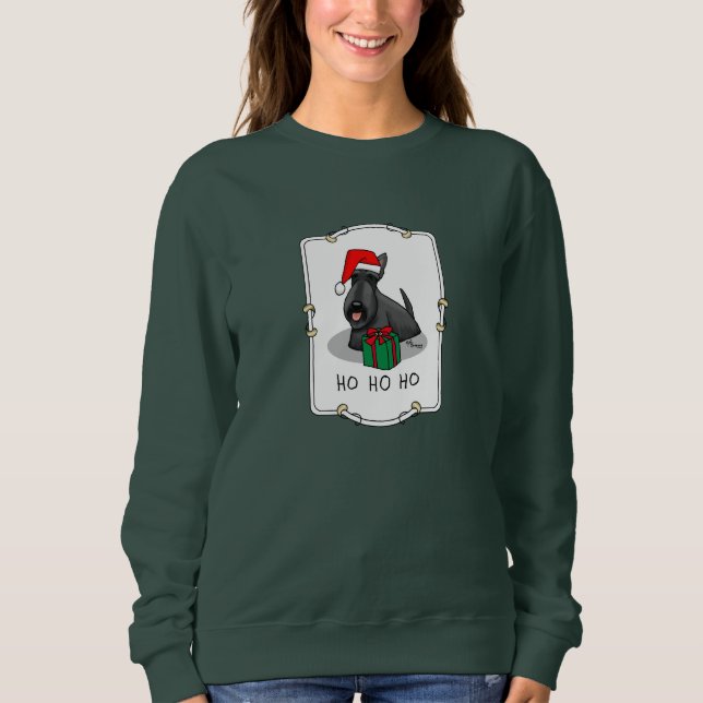Christmas Santa Hat Scottish Terrier (black) Cute Sweatshirt (Front)