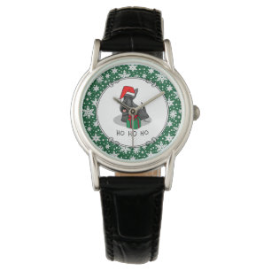 Christmas Santa Hat Scottish Terrier (black) Cute Watch