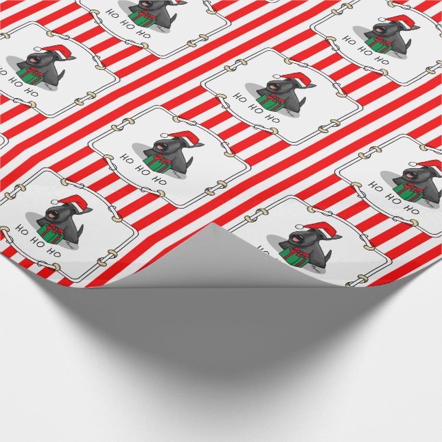 Christmas Santa Hat Scottish Terrier (black) Cute Wrapping Paper (Corner)