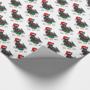 Christmas Santa Hat Scottish Terrier (black) Cute Wrapping Paper