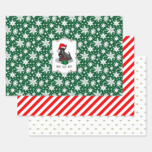 Christmas Santa Hat Scottish Terrier (black) Cute Wrapping Paper Sheets