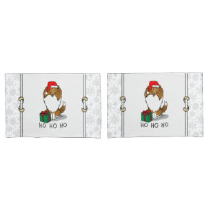 Christmas Santa Hat Shetland Sheepdog (sable) Cute Pillow Case