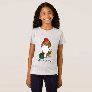 Christmas Santa Hat Shetland Sheepdog (sable) Cute T-Shirt