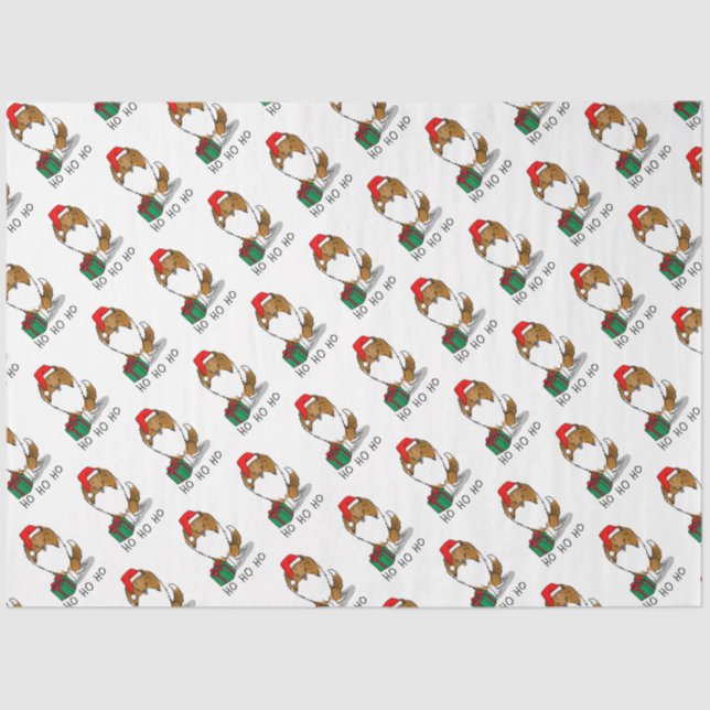 Christmas Santa Hat Shetland Sheepdog (sable) Cute Tissue Paper (Front)