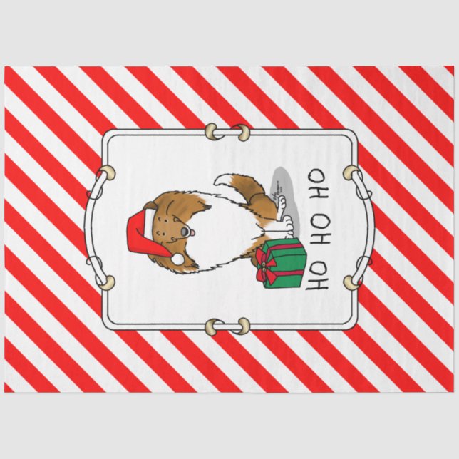 Christmas Santa Hat Shetland Sheepdog (sable) Cute Tissue Paper (Front)