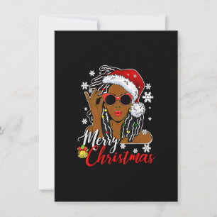 Christmas Santa Hat Shirt Black African Girl Ameri Invitation