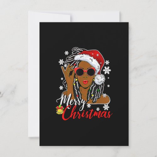 Christmas Santa Hat Shirt Black African Girl Ameri Invitation